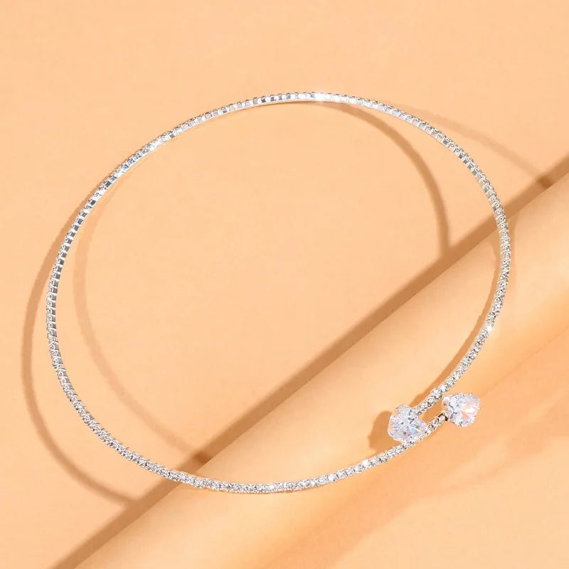 Fashion Rhinestone Heart Collar  Necklace