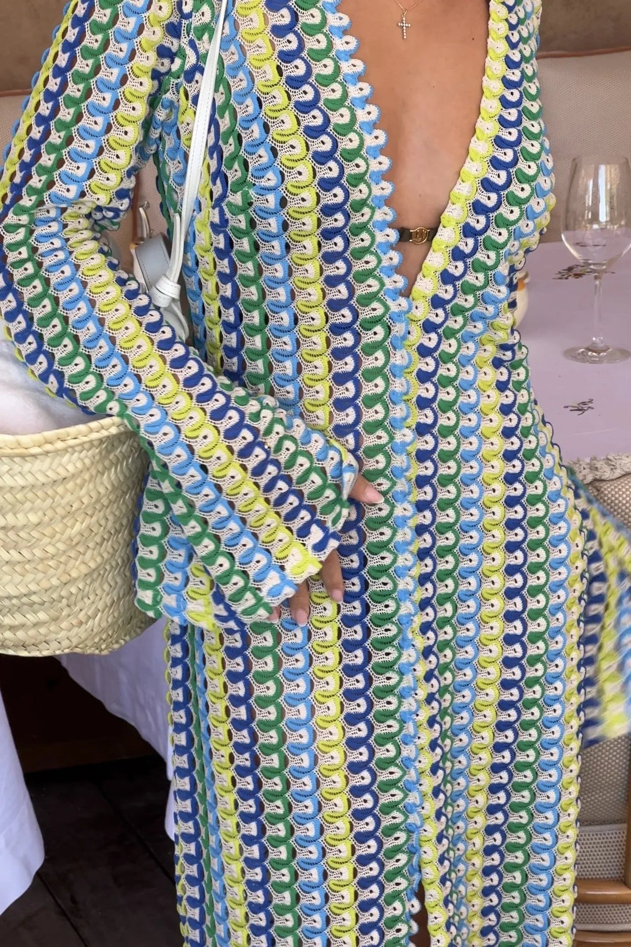 Crochet Colorful Stripe Maxi Dress