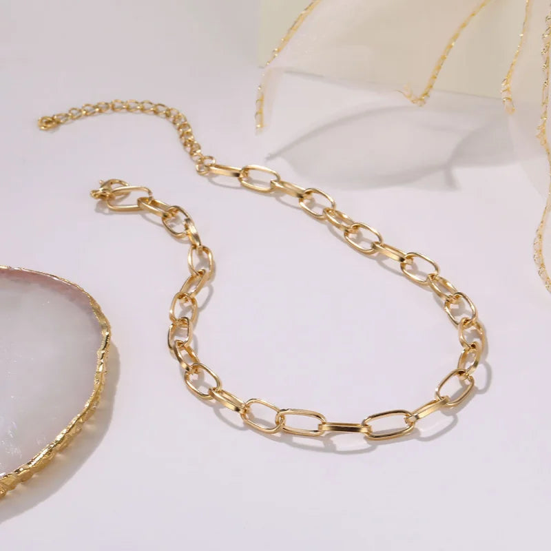 Gold Color Stainless Steel Thick Chain Necklace